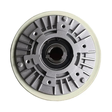 Front view of 24V Magnetic Powder Clutch Brake With Mounting Bracket showing radial design and mounting holes.
