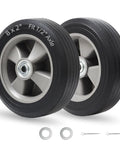 8 Inch Solid Rubber Flat Free Tire And Wheel With Ball Bearings Half Inch Axle Bore 2 Inch Offset Hub For Hand Truck Dolly
