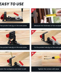 Steps for using Pro Grade Pocket Hole Jig System With Portable Base Adjustable Metal Pocket Screw Jig for woodworking projects