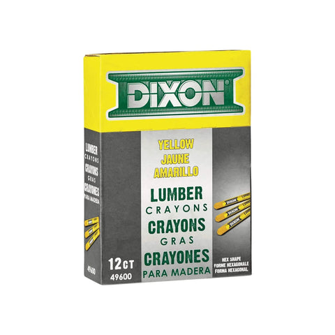 Packaging of Yellow Lumber Marking Crayons Hex Shaped 4.5 Inch By 0.5 Inch 12 Pack For Woodworking And Construction Grip Friendly
