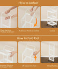 Instructions for folding and unfolding Foldable 3 Tier Rolling Cart With Handle No Assembly Required Heavy Duty Metal Utility Trolley