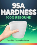 Overture TPU filament 1.75mm, 95A hardness, white spool held in hand
