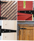 8 Pack 5 Inch Black Painted Galvanized T Type Weld On Hinges for wood shed barn doors, durable, easy install, reversible.