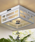 Outdoor Flush Mount Motion Sensor White Ceiling Light With Seeded Clear Glass Timeless Industrial Design for outdoor use