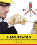 Worker installing Drywall And Hollow-Wall Anchor Assortment Kit With Screws in wooden surface, showing anchor expansion.