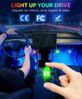 Interior car view with Upgraded Four Pack Wireless LED Lights For Car With Remote Rechargeable Waterproof Eight Color Interior Car Lights