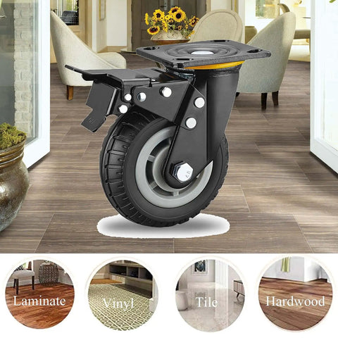Heavy Duty Office Chair Wheels Replacement With Precision Ball Bearings Smooth Rolling Polyurethane Tires close-up on chair wheel.