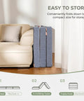 Comfy Tri Fold 4 Inch Mattress Topper Medium Firm Portable Foldable Bed Topper next to sofa, folds compact for storage