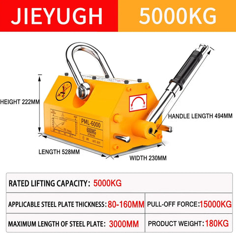 Tough As Nails Permanent Magnetic Lifter With Safety Tilt Release Slide And Ergonomic Non Slip Handle Robust Quick Lock System, 5000kg lift capacity.