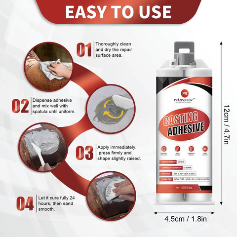 Heavy Duty Metal Repair Epoxy For Casting And Filler For Aluminum Steel Iron Plastic Ceramic Waterproof And Heat Resistant Industrial Strength Bond Tough As Nails To Seal Cracks And Sand Holes In Metal Surfaces instructions