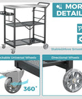 Sturdy Folding Outdoor Grill Cart With Locking Wheels Ready To Roll 27 By 18 Inch Stainless Steel Top 3 Shelf Rolling BBQ Stand