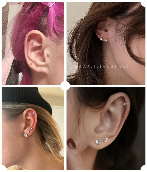 Disposable Ear Piercing Gun Kit For Cartilage With 2mm 3mm 4mm Studs, Includes Six Piercing Guns, Marker Pen, Cleaning Pads, Waterproof Ear Covers, And Silicone Earring Backings, ear cartilage studs