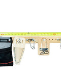 Heavy Duty Leather Scaffold Tool Belt 2 Inch Wide Fits 44 To 54 Inch Waist Pronged Roller Buckle Reinforced Stitching Durable Beige
