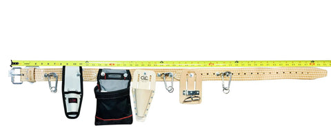 Heavy Duty Leather Scaffold Tool Belt 2 Inch Wide Fits 44 To 54 Inch Waist Pronged Roller Buckle Reinforced Stitching Durable Beige
