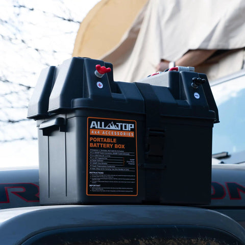 Smart Battery Box 12V Marine Case With 50A Connectors, Multi Port Power Hub for Trolling Motors, RV and Solar Panels, on vehicle
