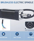 24V DC Brushless Spindle Motor With 10800 RPM And 104W Output Air Cooled For CNC Router Milling Machines 42mm ER8 Collet