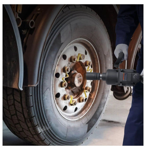1 Inch Air Impact Wrench Delivers 2730 Ft Lbs Breakaway Torque As A Lightweight Heavy Duty Pneumatic Impact Gun using on truck tire.