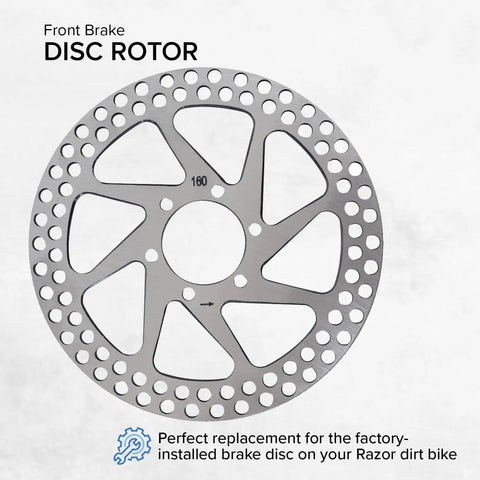 Front Brake Disc Rotor For Razor MX500 MX650 Electric Dirt Bikes Six And One Quarter Inch Outside Diameter 159mm Six Mounting Holes Heavy Duty Front Rotor For Dirt Rocket Brakes