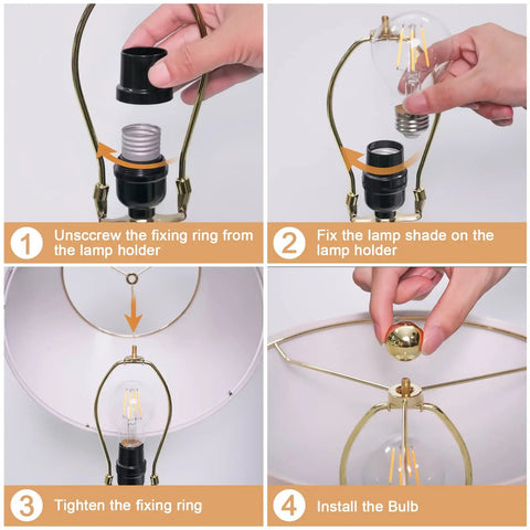 Assembly steps for Blue Green Glass Table Lamp Set Of 2 With Fast 20W PD QC 3.0 USB C And USB A Chargers 3 Way Dimmable Touch Bedside Lamps