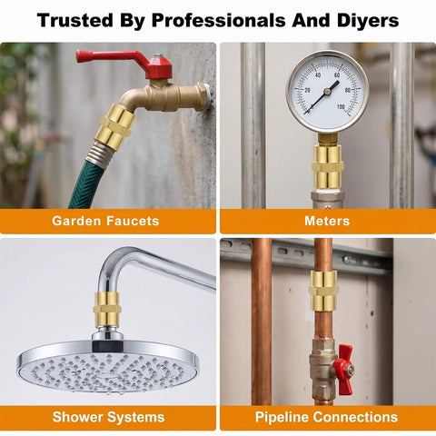 Heavy Duty 1/4 Inch NPT Female To Female Brass Hex Coupler Pipe Fitting 8 Pack Air Hose Adapter in garden faucet, meter, shower, and pipeline use.