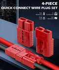 Beefed Up 2 Gauge Wire Harness Connectors 175 Amp Quick Connect Set 4 Pack in weatherproof red, shown with locking mechanism
