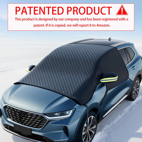 All Season Magnetic Windshield Cover For Ice And Snow on SUV, showing side window and mirror protector, heavy-duty waterproof material