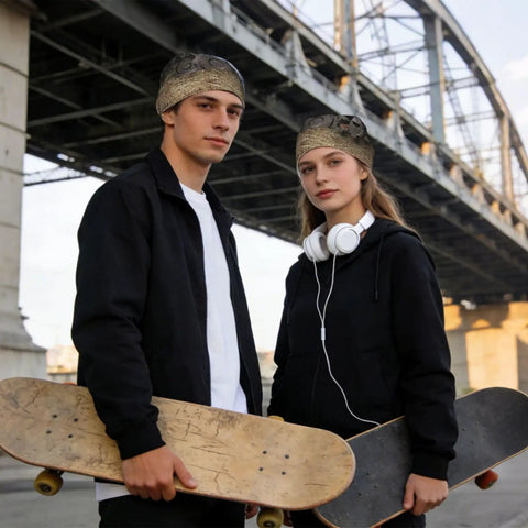 Get Ready To Crush It With This Cool Fqrentyu Breathable Cycling Cap For Men And Women on two young skaters holding boards.