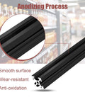 Close-up view of black anodized aluminum extrusion showing cross-section details for 10 Pack Dope Black V Slot 2020 Linear Rail 500mm.
