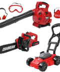 Realistic Toddler Garden Tool Set With Toy Leaf Blower Chainsaw And Lawn Mower Plus Safety Goggles Mask And Earmuffs For Imaginative Play And Realistic Sound Effects
