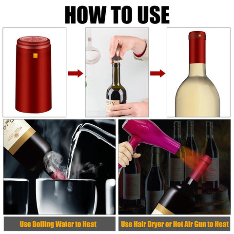 PVC Heat Shrink Capsules For Wine Bottles Matte Black Set Of 80 With Bottle Seals Corks And Shrink Wrap Sleeves For A Pro Look At Home Cellars And DIY Wine Bottle Packaging, red wine capsule on bottle
