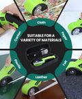 Cordless Electric Scissors Box Cutter With Two Rotary Blades 4V Rechargeable Cardboard Cutter USB Charge Safety Lock Storage Box Fabric Scissor For Plastic Carpet Leather DIY Crafts, green tool cutting cardboard, fabric and leather