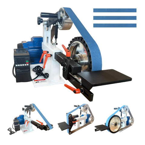 Beefy 2x72 Inch Belt Grinder Sander With Variable Speed Drive 1500W 2HP Motor Includes 3 Grinding Tool Sets And 3 Zirconia Corundum Sanding Belts