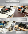 12 Inch Circular Saw Guide With Smooth Roller Rail And Adjustable Rip Fence For Dead Straight Cuts Hassle Free Woodworking and DIY perfection in action.