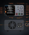 High Precision DC Power Supply With Encoder Knob 30V 10A Beefy Bench Unit front panel features and cooling fan details