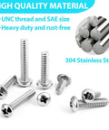 12 24 Phillips Pan Head Machine Screws Hex Nuts Flat Washers Assortment Kit 304 Stainless Steel screws with UNC thread.