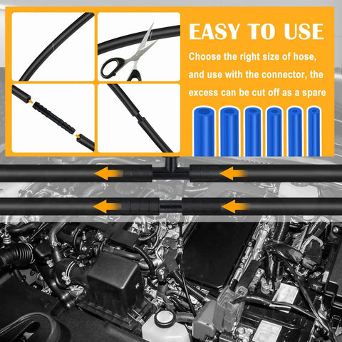 Premium 6PC 5Ft Silicone Vacuum Hose Kit With 64 Connectors And 24 Clamps For Cars Featuring Various Sizes To Fit Water Or Air Lines Perfect For DIY Auto Mods And Racing Fixes