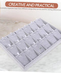 Lowkey Perfect Multi Grid Jewelry Tray For Rings And Necklaces With Smart Dividers, gray organizer with compartments for jewelry storage.