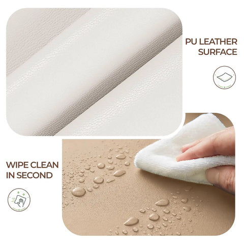 Close-up of PU leather surface showing wipe-clean feature, part of Tot Certified Soft Foam Climbing Blocks And Crawl Tunnel Playset For Kiddos.