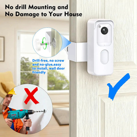 Doorbell Mount For All New Blink Video Doorbell Second Gen No Drill Anti Theft Bracket That Keeps Sensor And Night Vision Unobstructed Easy No Tools Installation For Apartments And Rentals White, white plastic door mount