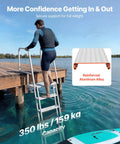 6 Step Beefy Heavy Duty Aluminum Dock Ladder With Flip Up Design, Non Slip Wide Steps, 350 Lb Weight Capacity, Pontoon Boat Swim Ladder With Pull Rope Assist For Lake Pool Marine Boarding, Durable Easy To Use on dock with swimmer