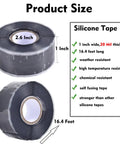 Self Fusing Silicone Tape 1 Inch Wide By 16.5 Feet Long, Heavy Duty Leak Proof Waterproof Hose Pipe Repair Tape product dimensions