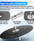 Two Stage Ice Auger Adapter Kit That Lets You Hook Up Your Drill To Any Hand Auger With A 9.05 Inch Stopper Disc Fits Half Inch Drill Chucks Compatible With Most Brands For Quick Ice Drilling - close-up of steel material and safety disk