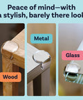 Transparent PVC Corner Protectors for Baby Safety on wood, metal, and glass surfaces, 12 pack bumper cushions with strong adhesive.