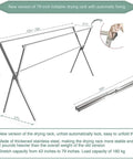 Premium Stainless Steel Clothes Drying Rack Adjustable Indoor Outdoor with dimensions 79x27x51.97 inches, folds flat, and features automatic fixing.