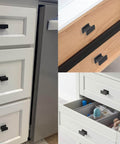2 Pack Extra Large Matte Black Square Cabinet Knobs For Modern Cabinets And Drawers, installed on kitchen drawers