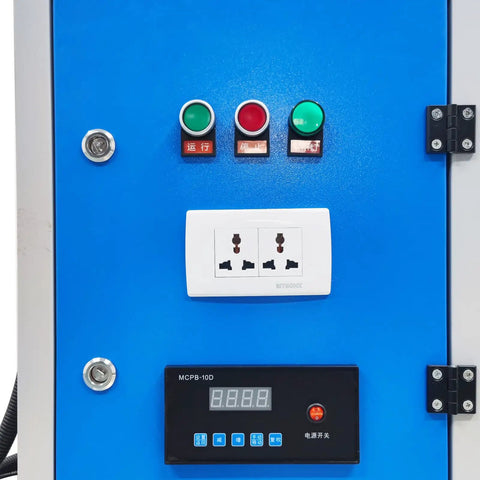Control panel of Badass Heavy Duty Metalworking Downdraft Table featuring buttons and display for easy operation.
