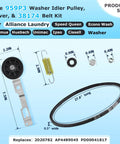 Pro Grade Washer Idler Pulley Kit And Drive Belt Set For Heavy Duty Commercial Washers Compatible With Speed Queen Huebsch Primus Unimac Ipso Cissell Econo Replacement Part 2020782 AP4489045 PS12192030 38225P 2024925, 27.8in belt