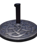 Heavy Duty Cast Iron Umbrella Base For Patio And Garden, 43lb round market stand with classic bronze finish, top view.