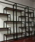 Get Your 3030 T-Slot Aluminum Extrusion Linear Rail For Custom CNC Builds And 3D Printers Plus Easy Cut Modify Mill Finish Ready To Paint Powder Coat shelf unit with alternating wooden shelves and black aluminum frame