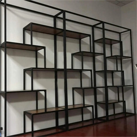 Get Your 3030 T-Slot Aluminum Extrusion Linear Rail For Custom CNC Builds And 3D Printers Plus Easy Cut Modify Mill Finish Ready To Paint Powder Coat shelf unit with alternating wooden shelves and black aluminum frame